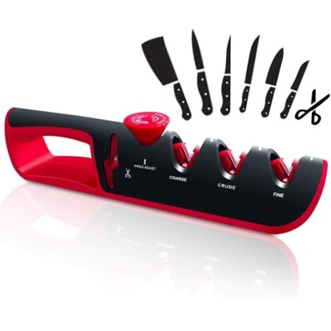 4-in-1 Knife Sharpener, Knife Sharpener and Professional Kitchen Knife Sharpener, Adjustable Angle Manual Knife Sharpening Tool