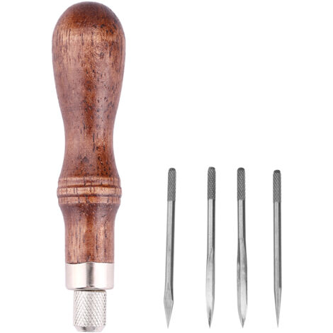 4-in-1 Lederahle mit Holzgriff zum Nähen und für DIY-Lederarbeiten