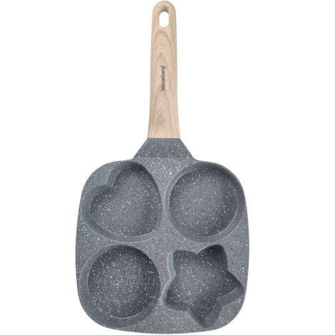 4-in-1 Marmorpfanne für Pfannkuchen, Eier und Krapfen, 18 cm, GRAU, KLAUSBERG KB-7808