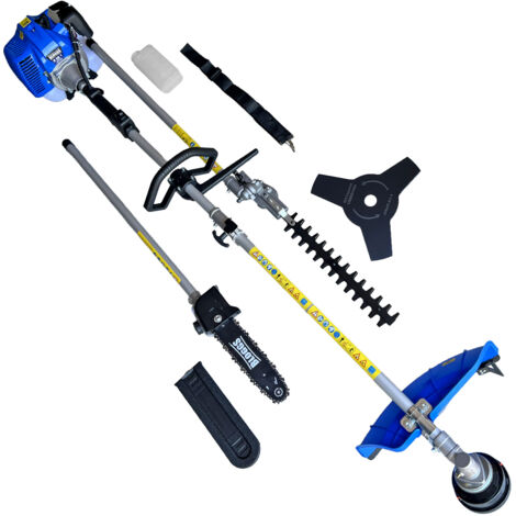4-in-1 Multi-tool Bloggs Petrol 43cc Brushcutter, Grass Line Trimmer, Hedge Trimmer, Pruner