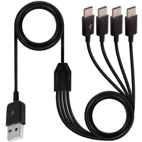 4-in-1 Multi-USB-C-Splitterkabel, USB 2.0 A Stecker auf 4 Typ-C Stecker, 1 auf 4 Synchronisierungs-Ladekabeladapter kompatibel mit Mobiltelefonen/Android, 1,5 m (4 Typ C)