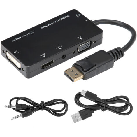 4-in-1 Multifunktions-DisplayPort-zu-HDMI-VGA-DVI-Audio-Adapterkabel