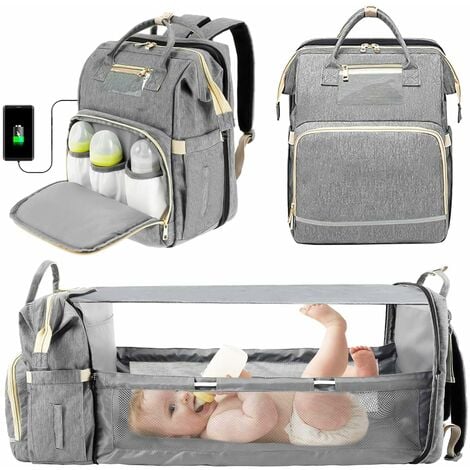 Foldable Baby Crib with Changing Pad Green Baby Diaper Bag with Changing Station 3 in 1 Diaper Bag Backpack Travel Bassinet Portable Baby Bed 