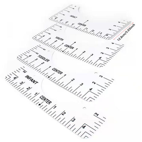 4-in-1 PVC-T-Shirt-Ausrichtungslineal, Messwerkzeug für Rundhals-Transfers, Erwachsene, Jugendliche, Kleinkinder und Babys, 55 g für Sublimationsdruck