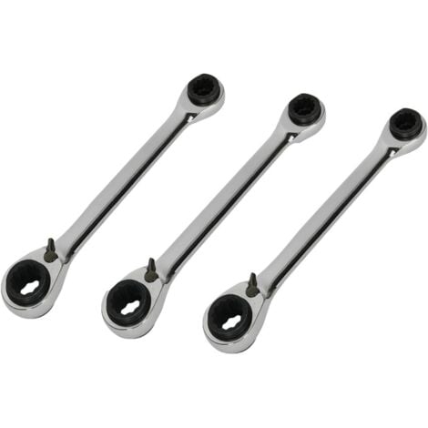3pc Set Britool Expert by Facom Ratchet Spanner 8-13mm to 16-19mm 4 in1 Ring Ratcheting