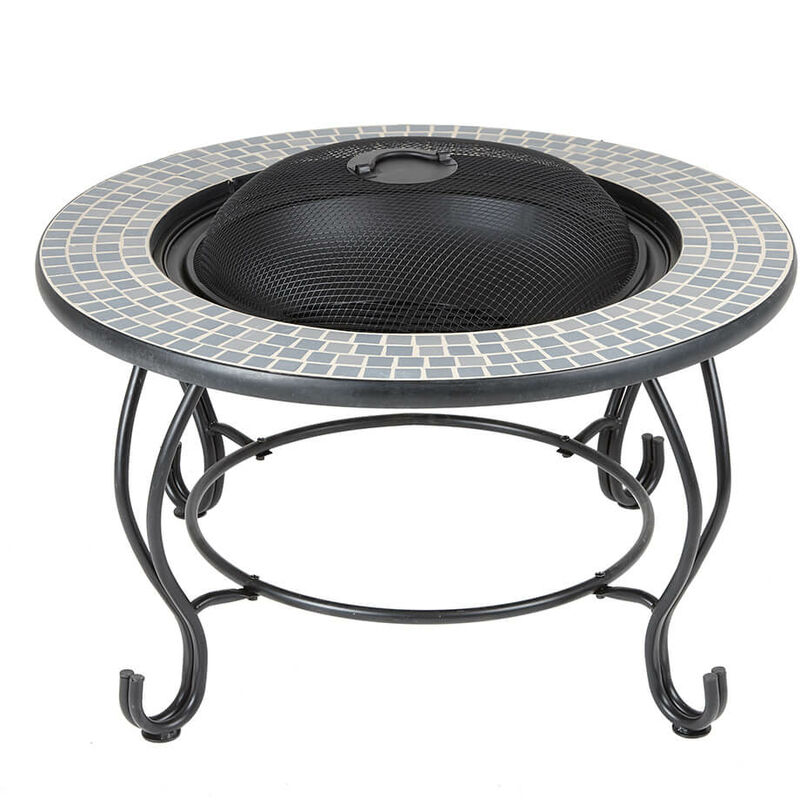 4 in 1 Round Table Fire Pit BBQ Grill Ice Cooler Garden Patio Heater Log Burner