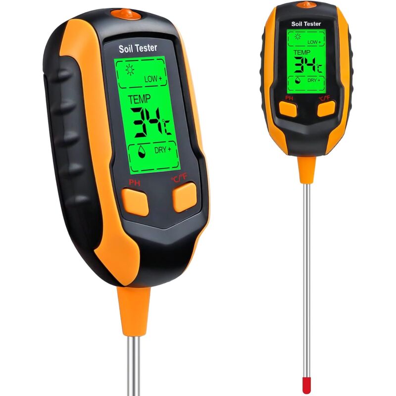 4 - in - 1 Soil hygrometer to detect Plant Temperature / Soil Humidity / pH Meter / Solar Intensity / Ambient Humidity Plant Soil Tester for