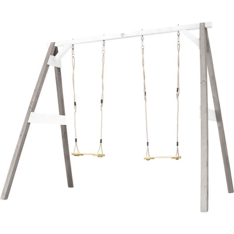 4-in-1 SportsFun Gris / Blanc | Cadre 4-in-1 pour balançoire, football, volley-ball et tennis | Portique balançoire et Buts - AXI