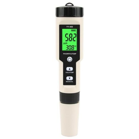 4-in-1-Wasserqualitätsmessgerät, pH-Wert/ORP/Wasserstoffgehalt/Temperatur, Schutzart IP67, ABS-Material, schwarz/weiß