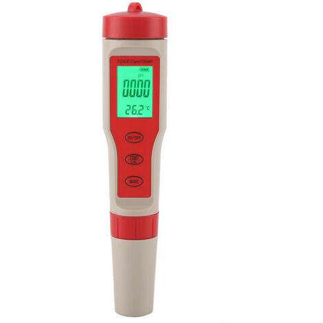4-in-1 Wasserqualitätstester pH-Wert, TDS-Wert, EC-Wert, Temperatur mit Hintergrundbeleuchtung, batterielos