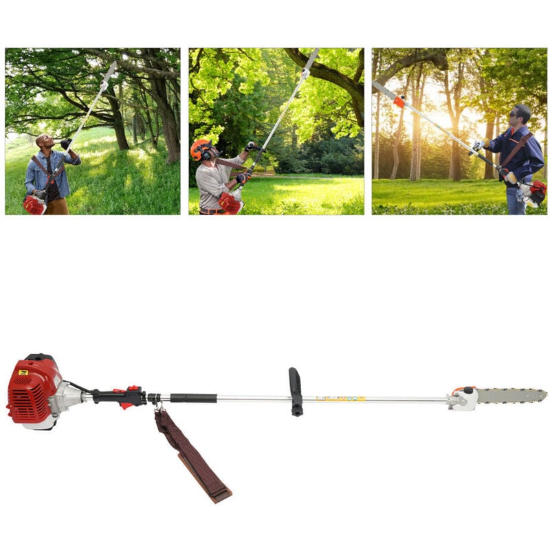 4 In1 Taille-haies à essence portatif à dos Débroussailleuse Elagueuse sur perche