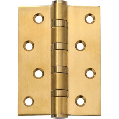 4-inch matte door hinge, 4-inch × 3-inch stainless steel door hinge, 3pcs (4-inch brushed gold [3mm] for one piece)