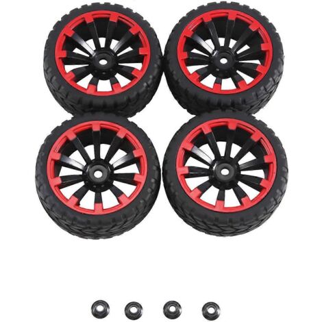 4 jantes hexagonales de 12 mm et pneus en caoutchouc de diamètre extérieur 2,59 pouces, A--