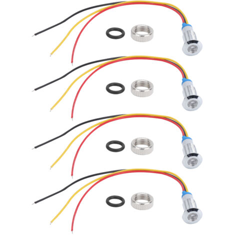 4 Jeux de Feux de Signalisation LED Bicolores, Anode Commune, Étanches, Métal 8mm, 220V (Rouge et Jaune)
