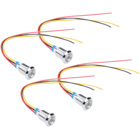 4 jeux de LED rondes précâblées en métal étanche, indicateur 2 couleurs, cathode commune 10mm 1224V (rouge et jaune)