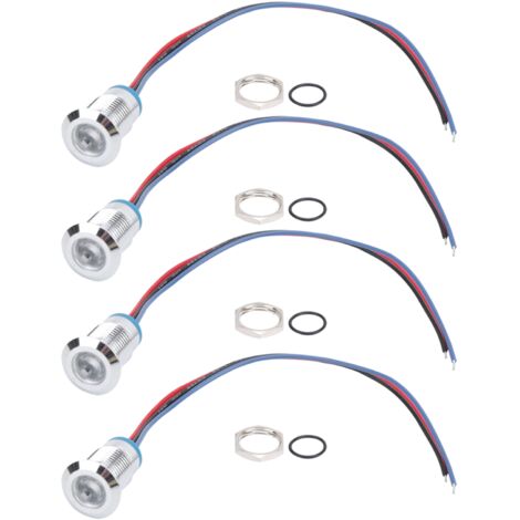 4 jeux de LED rondes précâblées, étanches, 2 couleurs, électrode d'anode commune, 12mm, 3-6V (rouge et bleu)