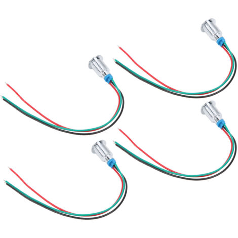 4 jeux de LED rondes précâblées, étanches, 2 couleurs, indicateur lumineux, Anode commune 10mm, 1224V (rouge et vert)