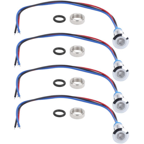 4 jeux de signaux lumineux LED, 2 couleurs, Anode commune, métal étanche, 8mm, 220V (rouge bleu)