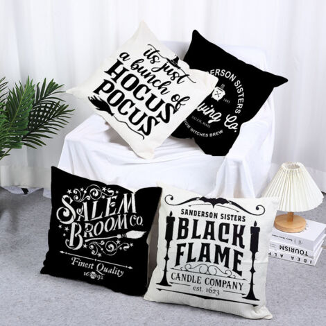 4 juegos de letras de Halloween, estampado de lino de Halloween, decoración para dormitorio, sala de estar, hogar, cojín, fundas de almohada (45x45 cm)