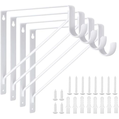 4 juegos de soportes de pared, capacidad de carga de 150 kg, ganchos para estantes, marco flotante de 90 grados, soporte de trípode, blanco