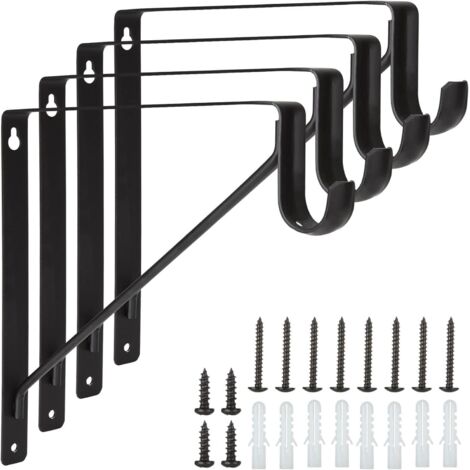 4 juegos de soportes de pared, capacidad de carga de 150 kg, ganchos para estantes, marco flotante de 90 grados, soporte de trípode, color negro.