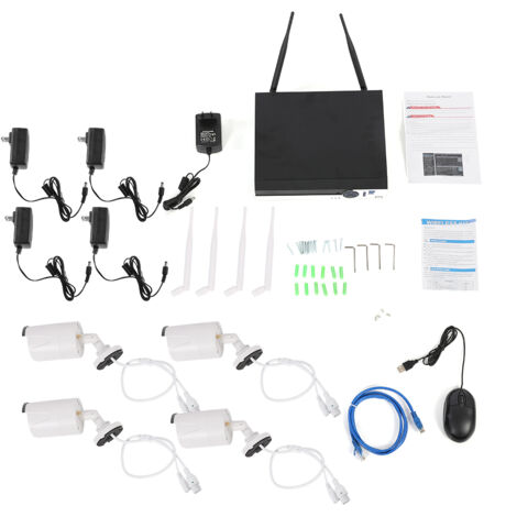 4-Kanal-WLAN-Überwachungskamera mit Touchscreen, Farbnachtsicht und intelligenter 2K-Erkennung