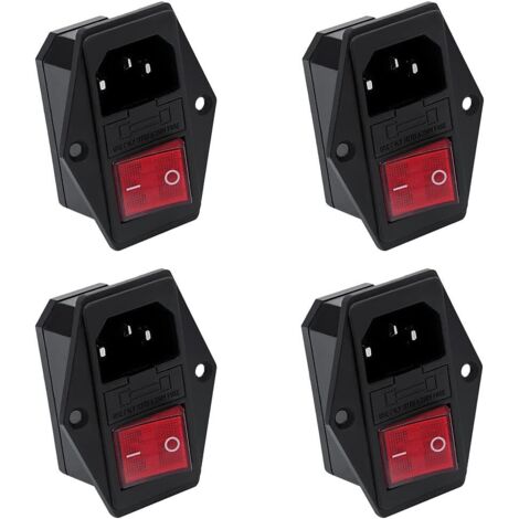 4 Kippschalter 10 A 250 V, versenkte Steckdose für 3D-Drucker mit 10-A-Sicherung
