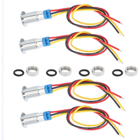 4 Kits de LEDs Rondes 2 Couleurs Rouge Jaune 36V, Étanches IP67, Montage Facile avec Câblage Pré-installé pour Projets Électroniques