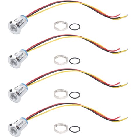 4 Kits LED Pré-câblés Ronds Étanches 12mm 2 Couleurs Anode Commune 3-6V (Rouge et Jaune)