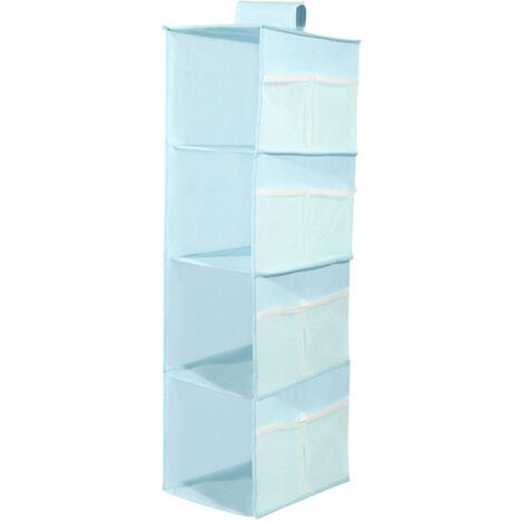 4-lagiger Hängeaufbewahrungsbeutel aus waschbarem Oxford-Gewebe, faltbarer Kleiderschrank-Organizer für BHs, Unterwäsche und Socken, Blau