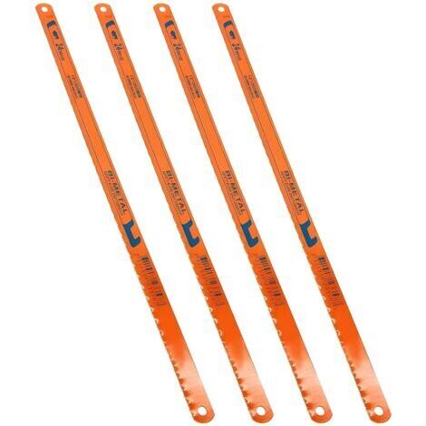 4 lames pour scie à métaux, 300 mm, 24 TPI, universelles, hautes performances, en acier allié, pour bois, métal, plastique (orange)