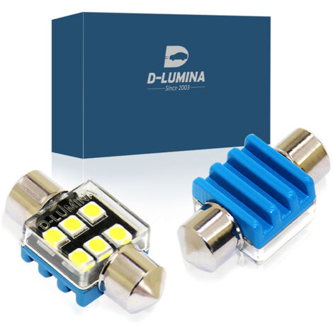 4 Lampade LED T11 Canbus 31mm 12V 2W con 6 SMD 3030 Bianco 6000K No Polarità
