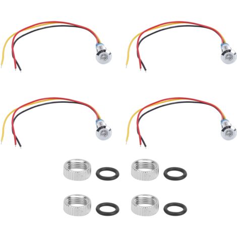 4 Lampes LED à Cathode Commune pour Contrôle Industriel, 8mm, 110-220V, Rouge et Jaune