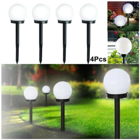 4 Lampes Solaires De Jardin 1 Led 10 Cm Sur Piquet Globe Extérieur