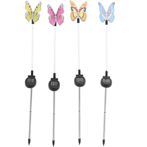 4 lampes solaires LED à piquer, lampes d'extérieur colorées RGB pour jardin, cour, villa, décoration