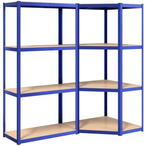 4-Layer Shelves 2 pcs Blue Steel&Engineered Wood vidaXL