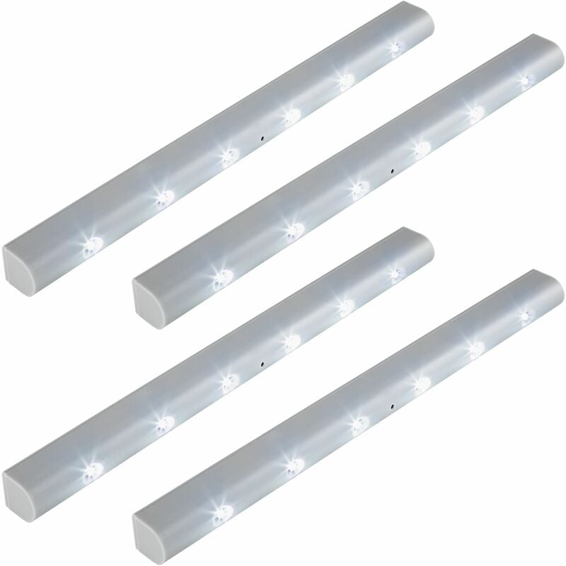 4 LED light strips with motion detector - led under cabinet lighting, led kitchen lighting, led light bar - grey