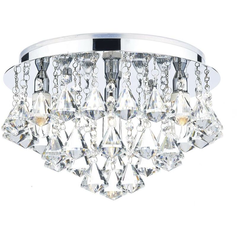 4-light crystal and polished chrome Fringe ceiling light