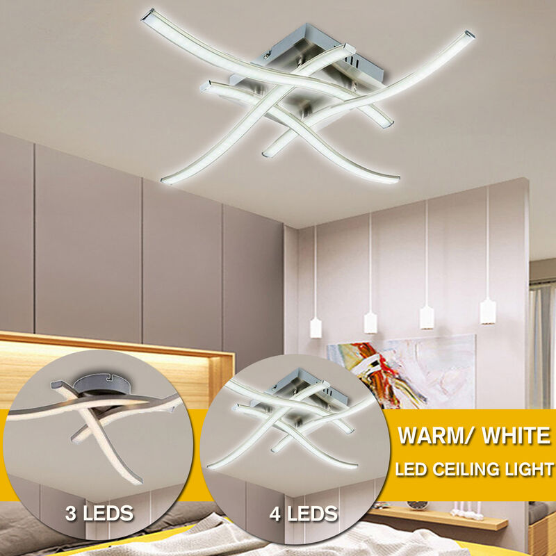 

4 luces de techo LED modernas para cocina, sala de estar, dormitorio, luces de techo colgantes (blanco, luz blanca tipo C)