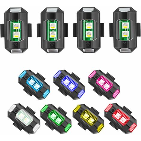 4 luces estroboscópicas para drones, 7 colores, luces estroboscópicas para drones, luces de advertencia nocturnas para motocicletas, motos de cross, bicicletas eléctricas, coches RC, barcos RC, drones