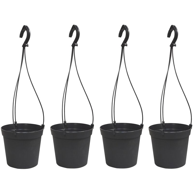 

4 Macetas cilíndricas Ø 12 cm con ganchos, de polipropileno