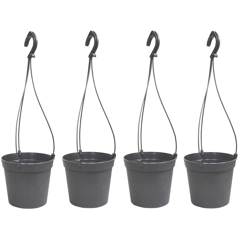

4 Macetas cilíndricas Ø 12 cm con ganchos, de polipropileno