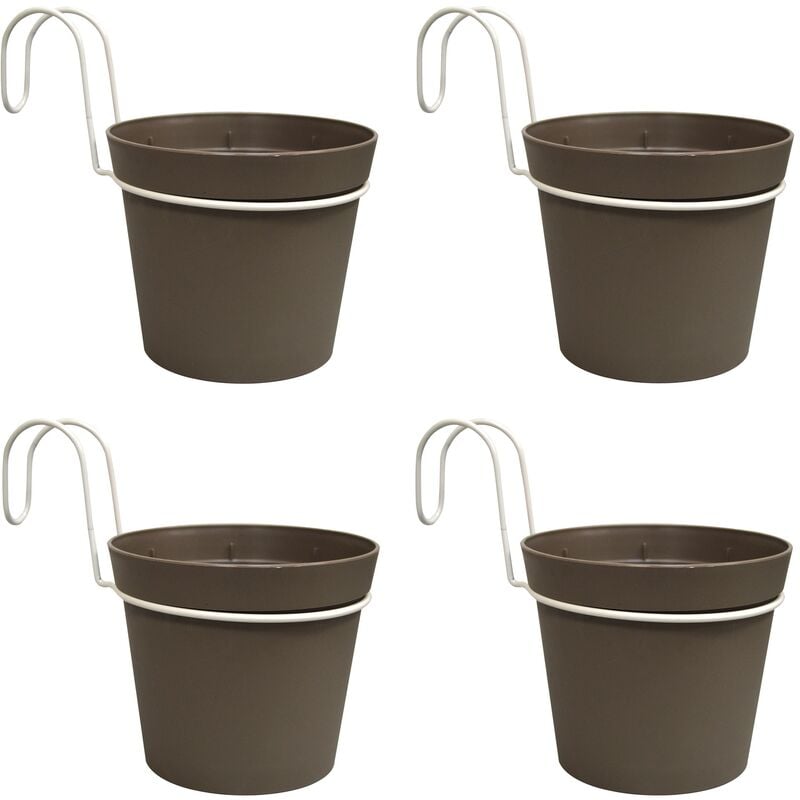 

4 Macetas cilíndricas Ø 14 cm con ganchos, en polipropileno