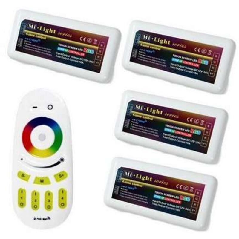 

4 mandos multizona con control remoto de radio para cinta de LEDs de 12V RGB