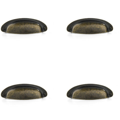 4 maniglie a conchiglia retrò, maniglie per mobili vintage, pomelli per cassetti, maniglie con viti per armadi, cassettiere e guardaroba (B-417 bronzo)