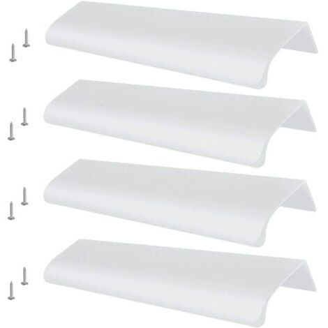 4 maniglie nascoste, maniglie per armadi della cucina moderna con una lunghezza di 150 mm (argento opaco)