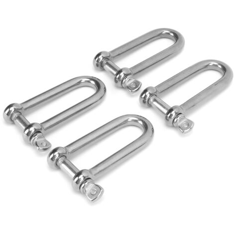 4 Manilles en U en Acier Inoxydable avec Boulons Allongés pour Élingues, 10mm - Accessoires de Levage et Câbles