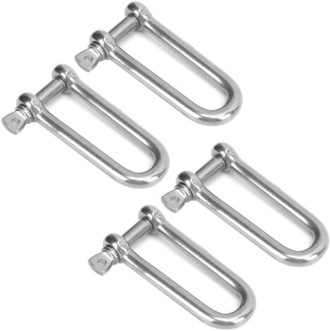 4 manilles en U en acier inoxydable avec boulons allongés pour élingues, diamètre 8mm (0.3 pouces)