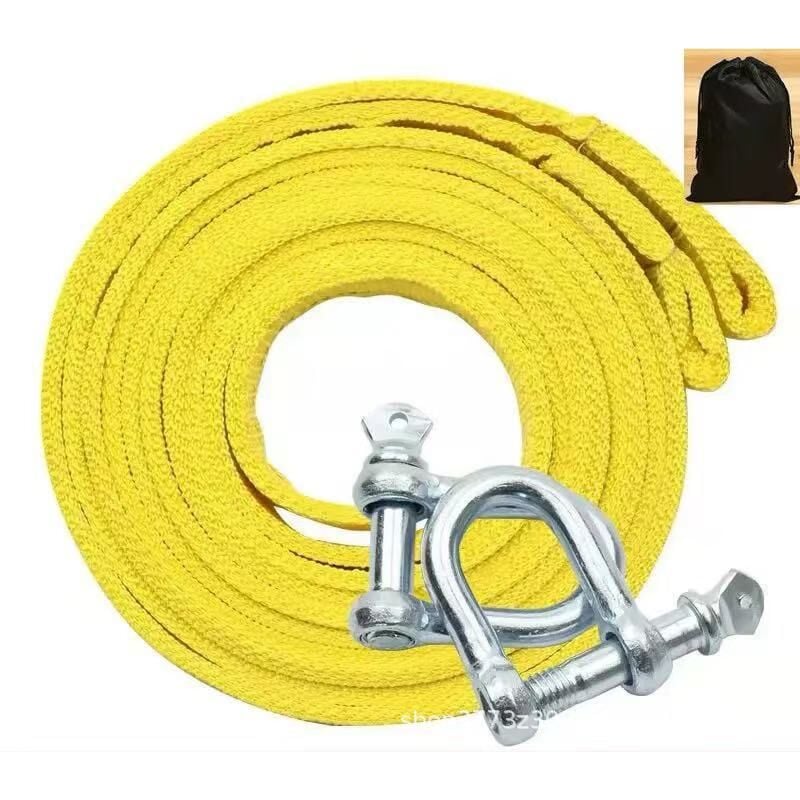 Csparkv - 4 mètres Câble de remorquage,Fournitures d'urgence pour Voiture,Corde de Traction Jaune,5 tonnes,Sangle de remorquage de,Corde de
