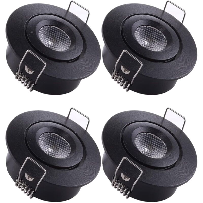 Beijiyi – Pack de 4 mini spots encastrables LED 1W – Lumière blanche chaude 3000K – Ø52mm pour installation facile – Parfait pour plafonds et vitrines